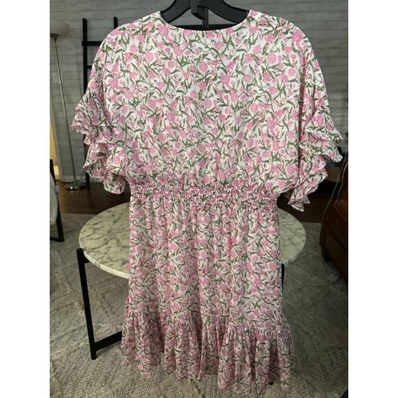 Minkpink White Pink Liberty Flowy Sleeves Elastic Waist Mini Dress Womens Size S - Picture 3 of 6